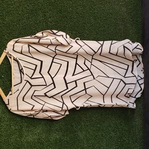 Cream and black polyester blouse